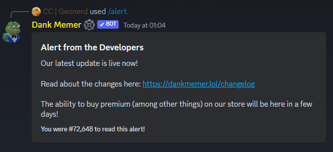 Dank Memer Commands, Discord Bot