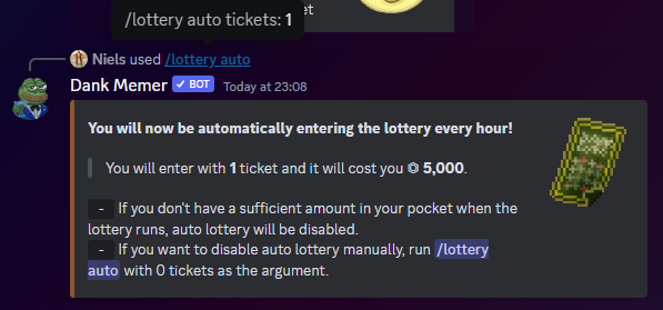 auto lottery purchase.